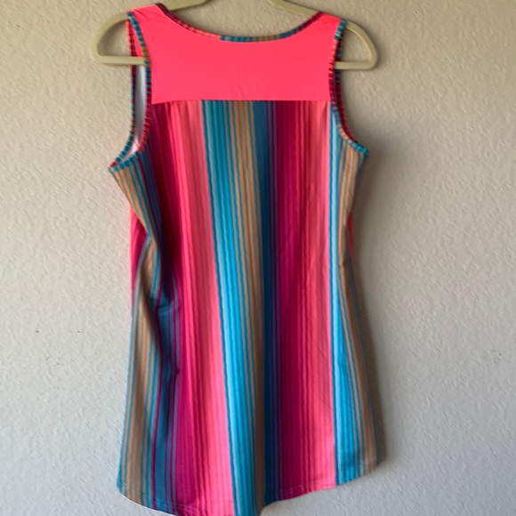 NWOT Crazy Train Serape neon tank top size small. Oversized Summer Cowgirl RODEO - Picture 5 of 8